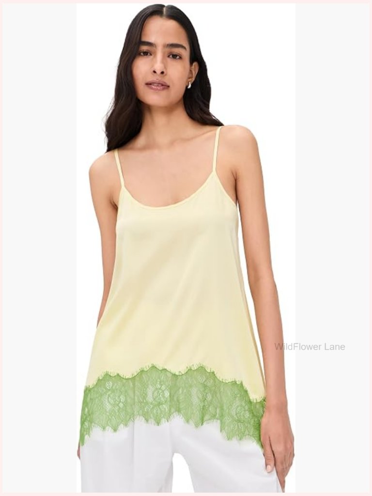 Staud Chloe Silk Camisole Adjustable Straps Scoop Neck Top
